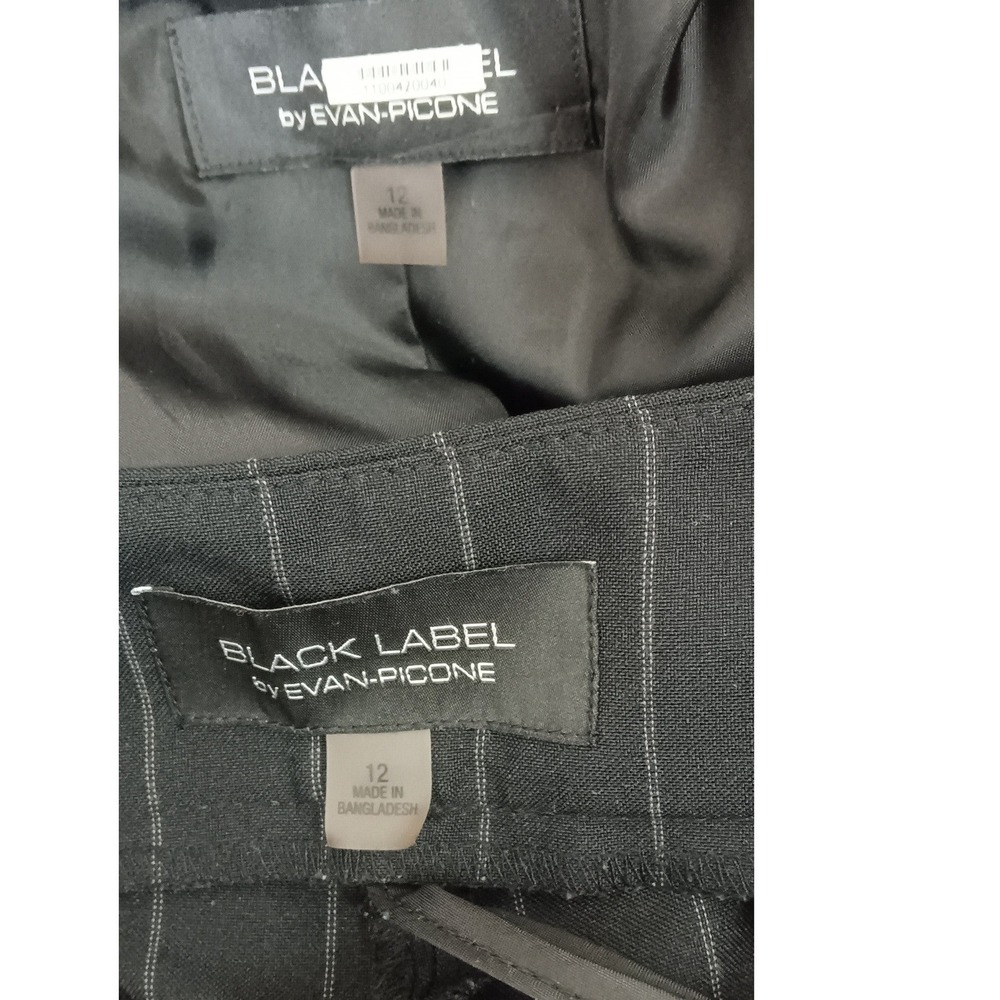 Black Label by Evan-Picone Womens Pinstripe Jacket Pant Suit Black Size 12 - Picture 3 of 5